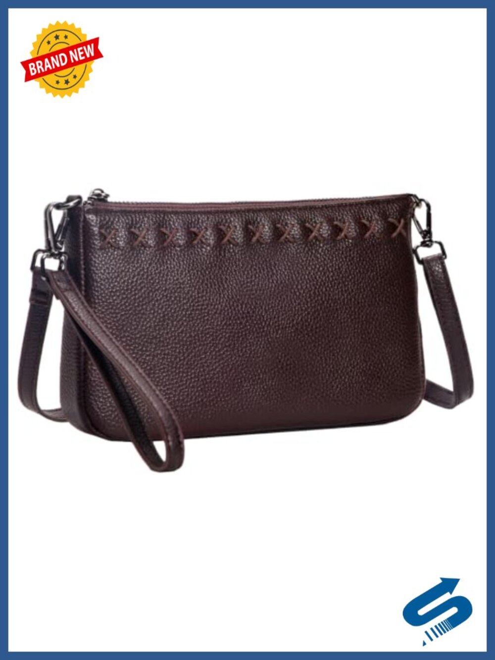Genuine Leather Wristlet Wallet RFID Clutch Crossbody